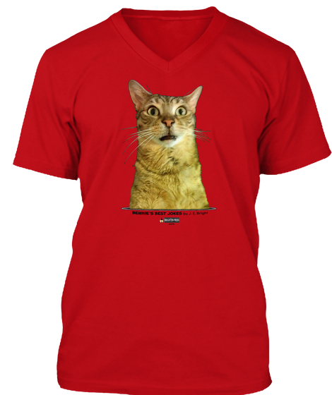 Bernie's Best Jokes red v-neck t-shirt